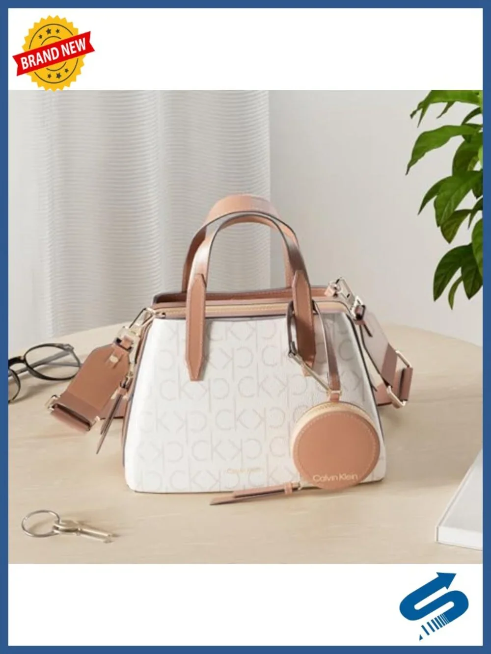 Vegan Leather Triple Compartment Mini Satchel Crossbody with Removable Coin
